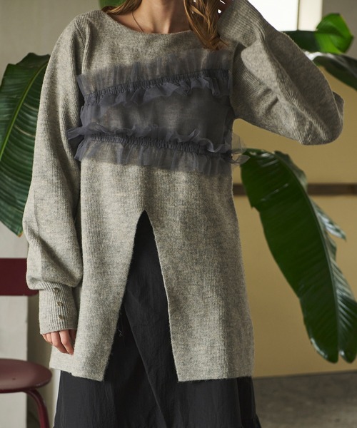 ニット セーター tulle slit design knit / チュールスリットデザインニット レディース loin nuit ニット セーター tulle slit design knit / チュール