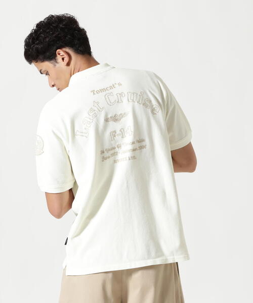Avirex ポロシャツ ホワイト/グリーン アヴィレックス AVIREX 《GOLF WEAR》CAL．レトロオーバーポロ