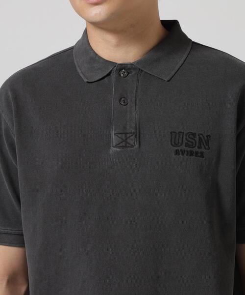 AVIREX - 新品 アヴィレックス ゴルフ ストレッチ グラフィックパッチポロシャツ L 黒 AVIREX ポロシャツ FADE WASH LAST CRUISE EMB POLO SHIRT