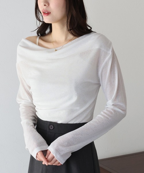 BLUEEAST tシャツ ドレープネックオフショルシアートップス