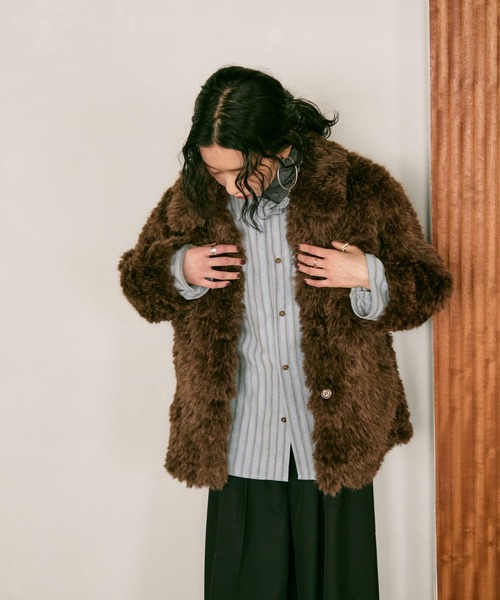SHAGGIE シャギー ファーブルゾンジャケット/ファーコート ブラウン 茶色 SHAGGIE ブルゾン アウター 「ViVi掲載」ファーブルゾン