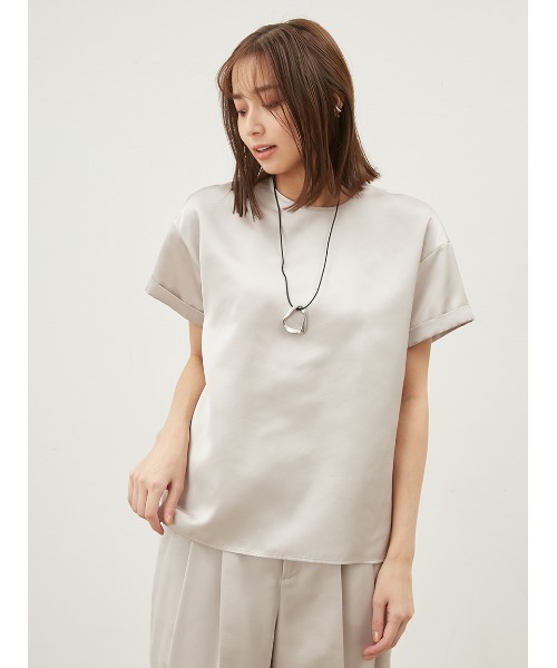 Mila Owen]ロールアップTシャツサテントップス | KOBUNSHA