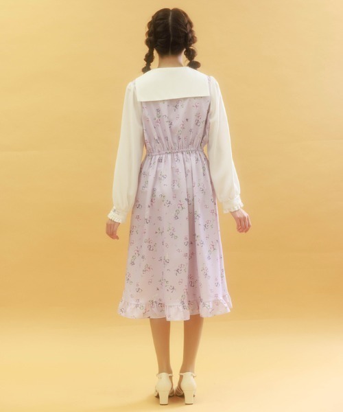 axes femme ワンピース すみれ柄セーラー襟ワンピース