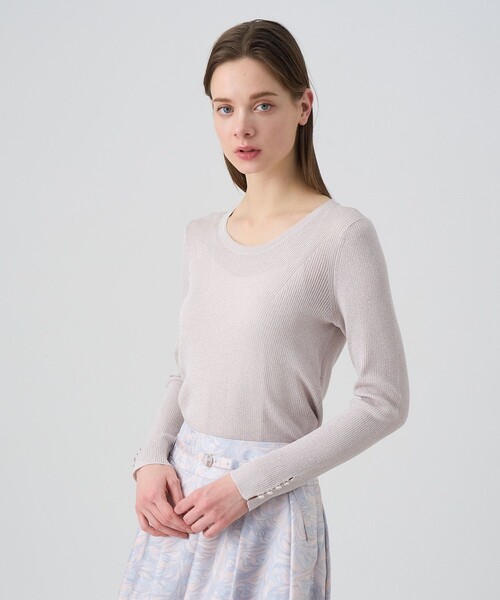 ニット セーター LUREX リブ プルオーバー レディース