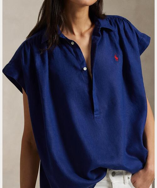 POLO RALPH LAUREN ブラウス シャツ リネン ポップオーバー