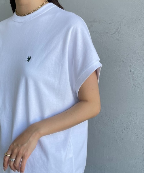 tシャツ 「GYMPHLEX/ジムフレックス」 ワンポイントロゴ刺繍 リンガーリブTシャツ レディース メンズ セール】[GYMPHLEX/ジムフレックス] ワンポイントロゴ刺繍