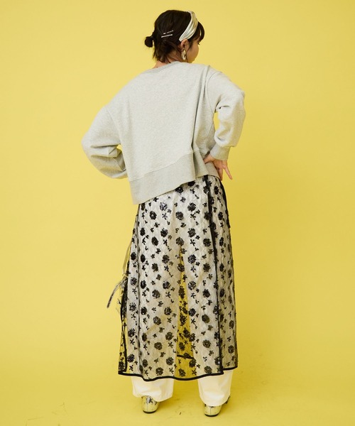 トレーナー スウェット 「FONT LAB」シルバースタッズロゴスウェット レディース JETSET SOLO PLUS トレーナー スウェット 「FONT LAB」シルバー