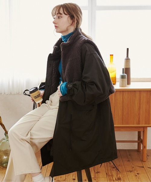  JEANS モッズコート　カーキー　レディース　Mサイズ JEANS モッズコート カーキー レディース Mサイズ ファー付きモッズ