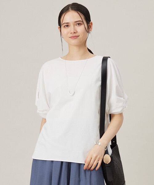 tシャツ ハイツイストポンチスリーブディティール カットソー レディース