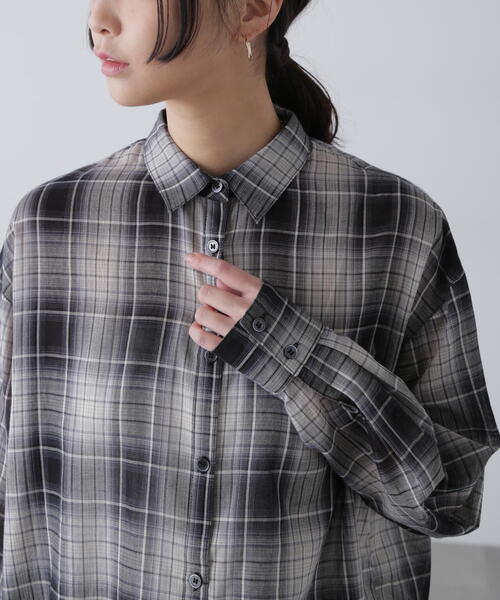 ☻YUKI☻③３Ｌ黒グレー起毛チェックシャツブラウス*背フリース ことせ(ことせ通販)|60歳からの女性向けカタログ通販サイト ☻