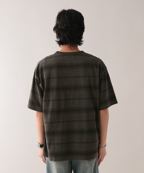 RAGEBLUE（レイジブルー） tシャツ ピグメント/ボーダー柄オーバー