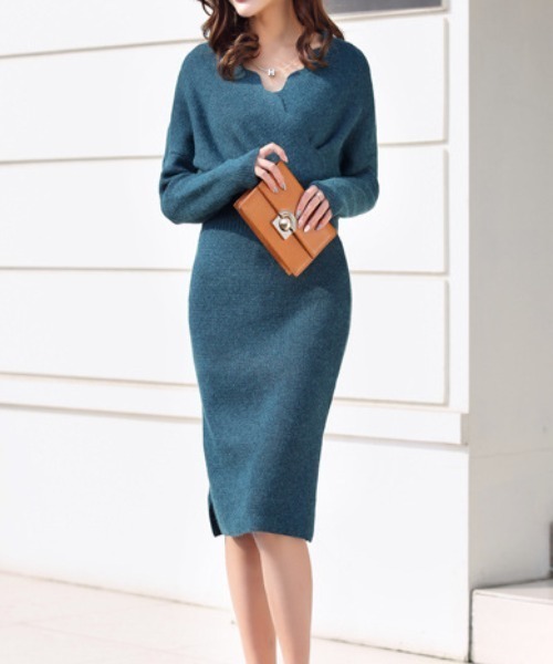 「a lot of love」 ニットワンピース FREE グリーン レディース_画像6