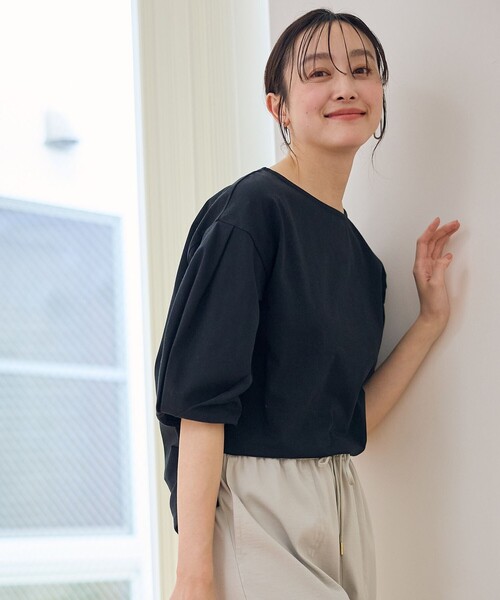 tシャツ 「WEB限定」ふわっと毛布のぬくもりカットソー「洗濯機で洗える」 レディース any FAM tシャツ 「洗濯機可/接触冷感/UVケア」タックスリーブ