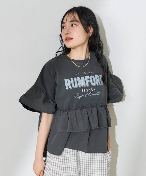 FREAK'S STORE tシャツ ティアードフリル ロゴ切替Tシャツ/異