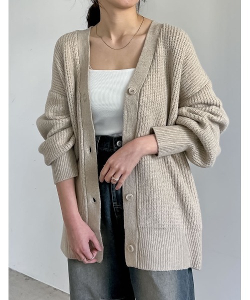 Re:EDIT（リエディ） ニットカーディガン MEDIUM ベージュ レディース
