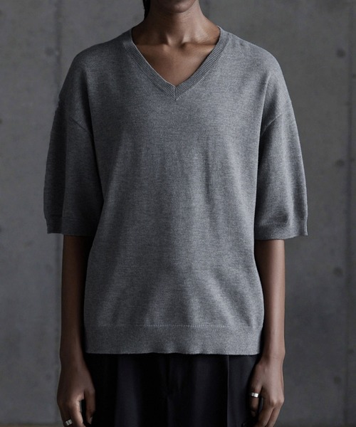 callne Vネックサマーニットシャツ CALLNE】Vneck Summer Knit Shirt / Vネックサマーニットシャツ