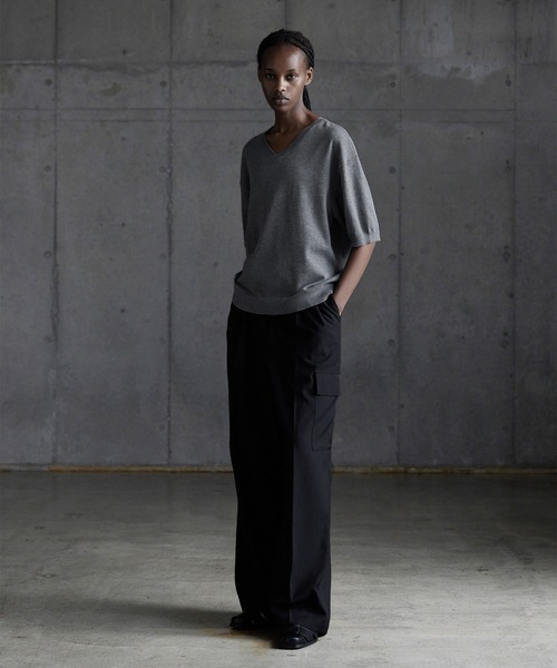 callne Vネックサマーニットシャツ CALLNE】Vneck Summer Knit Shirt / Vネックサマーニットシャツ