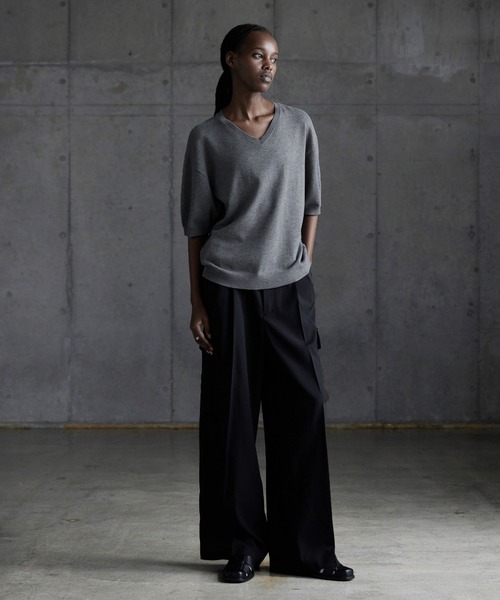 callne Vネックサマーニットシャツ CALLNE tシャツ 「CALLNE」Vneck Summer Knit Shirt / Vネック