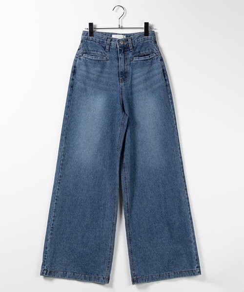 [me+em select] обработка Denim брюки MEDIUM голубой женский 