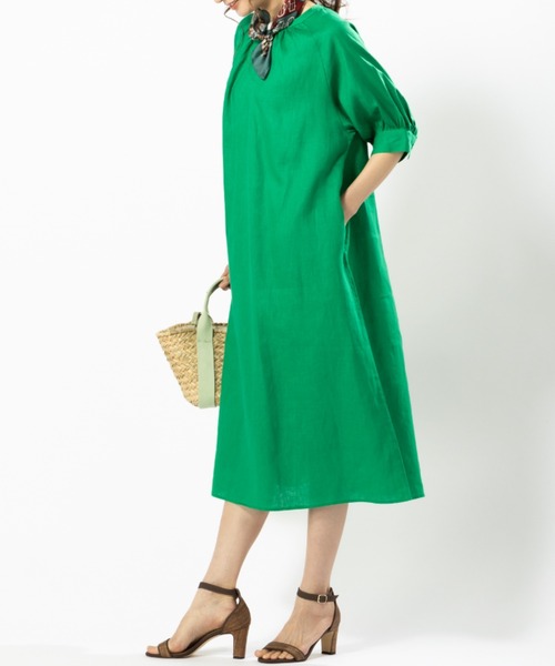 Rene フレンチリネン　麻　ワンピース　ノースリーブ　レース フレンチリネン　麻　ワンピース　ノースリーブ　レース Rene