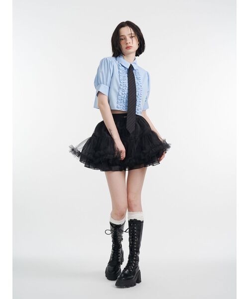 jouetie（ジュエティ） ブラウス シャツ 「再入荷」クロップドフリル