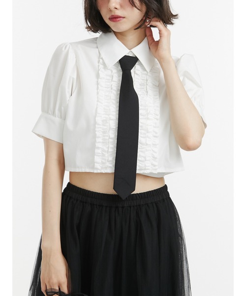 ブラウス シャツ 「再入荷」クロップドフリルブラウス レディース jouetie ブラウス シャツ 「再入荷」クロップドフリルブラウス