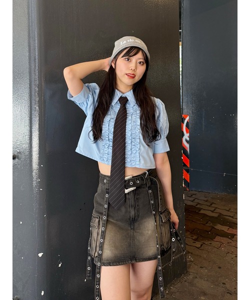 ブラウス シャツ 「再入荷」クロップドフリルブラウス レディース jouetie ブラウス シャツ 「再入荷」クロップドフリルブラウス