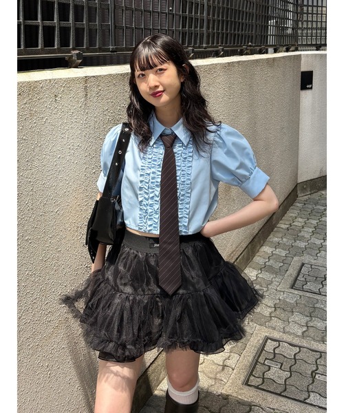 ブラウス シャツ 「再入荷」クロップドフリルブラウス レディース jouetie ブラウス シャツ 「再入荷」クロップドフリルブラウス