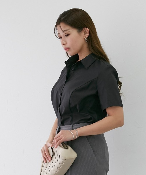 フォーマル ブラウス シャツ 「大きい胸専用」ボタンがきちんと閉まる　半袖シャツ（事務服・制服・白シャツ） レディース ニッセン フォーマル ブラウス シャツ 「大きい胸専用」ボタンが