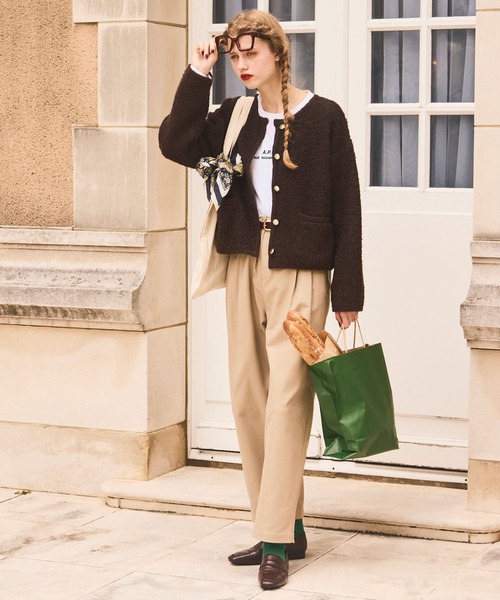 BONLECILL（ボンルシール） カーディガン ツイードライクループ編み金