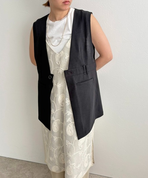 ベスト ジレ アシメデザインジレ レディース