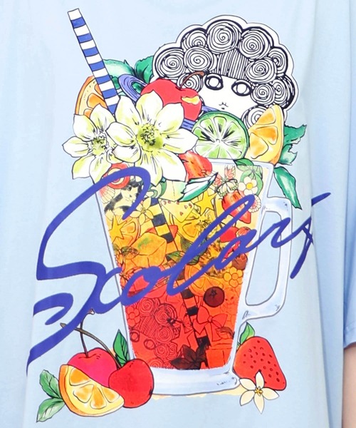 ☆スカラー　152687：スカラーサングリア柄 接触冷感プルオーバー ScoLar tシャツ 152687：スカラーサングリア柄 接触冷感プル