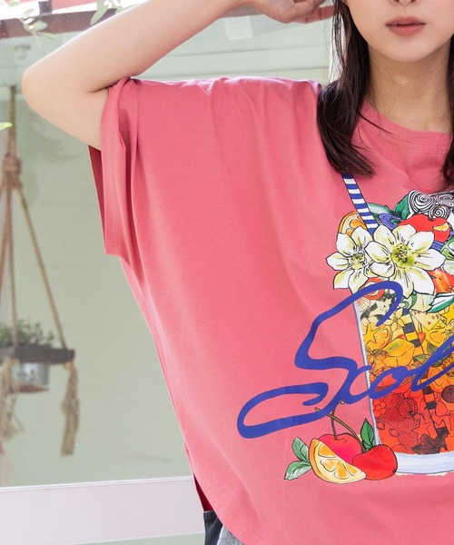 ☆スカラー　152687：スカラーサングリア柄 接触冷感プルオーバー ScoLar tシャツ 152687：スカラーサングリア柄 接触冷感プル