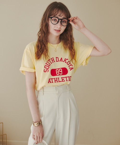 「ANGIE」 「Comfort Colors」半袖Tシャツ LARGE アイボリー レディース