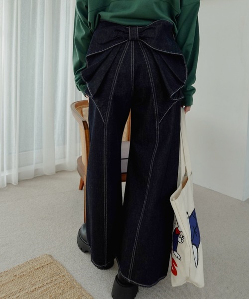 ビッグリボンデニムパンツ　ブルー RODEO CROWNS WIDE BOWL RODEO CROWNS WIDE BOWL ビッグリボンデニムパンツ BLU