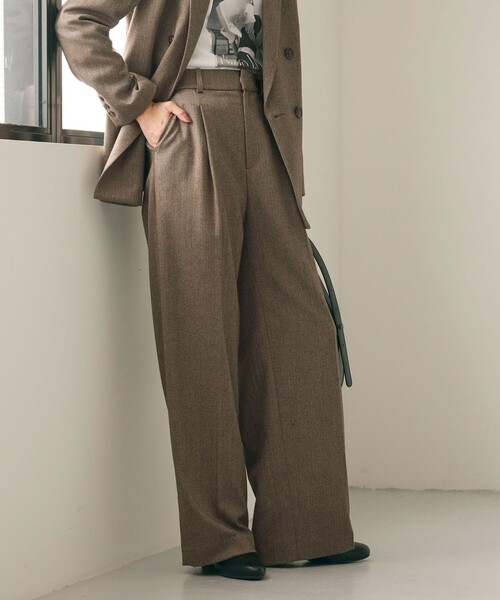 GREEN LABEL RELAXING ブラウンパンツスーツ上下 green label relaxing｜グリーンレーベルリラクシングのスーツパンツ