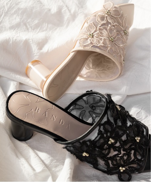 「RANDA」 ミュール S クリーム レディース_画像4