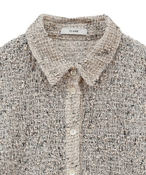 即納1点のみ【CLANE】MIX MESH GATHER SHIRT IVORY