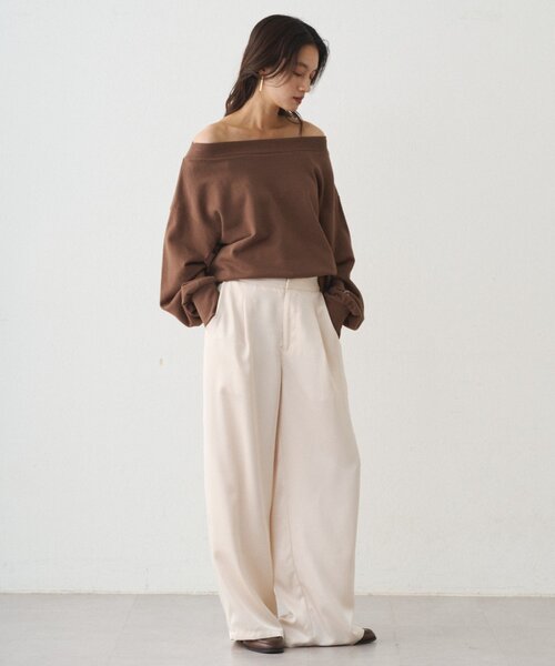 Loungedress パンツ ワイドベルトサテンパンツ 2nd レディース  