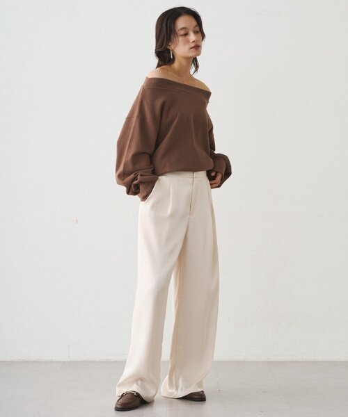 Loungedress パンツ ワイドベルトサテンパンツ 2nd レディース  