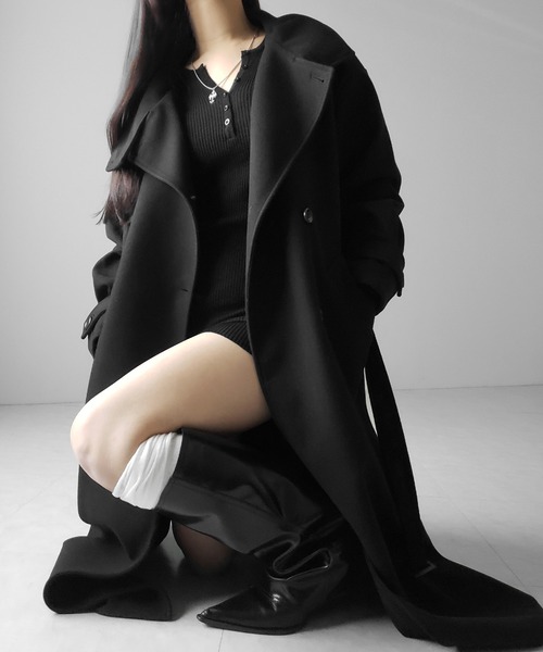 【未使用級♡着用2回】3.1 フィリップリム　ウールトレンチコート　ブラック sakishimatokyo（サキシマトーキョー）の「フェイクウールトレンチ