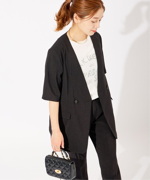 JOURNAL STANDARD ブラック ノーカラージャケット JOURNAL STANDARD（ジャーナルスタンダード） ノーカラージャケット