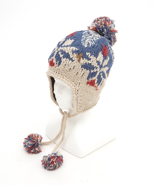 ニット帽 ニットキャップ an meets zakka ノルディック柄コード付き