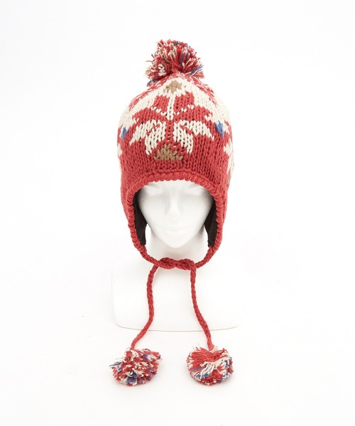 ニット帽 ニットキャップ an meets zakka ノルディック柄コード付き