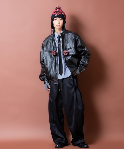 ニット帽 ニットキャップ an meets zakka ノルディック柄コード付き