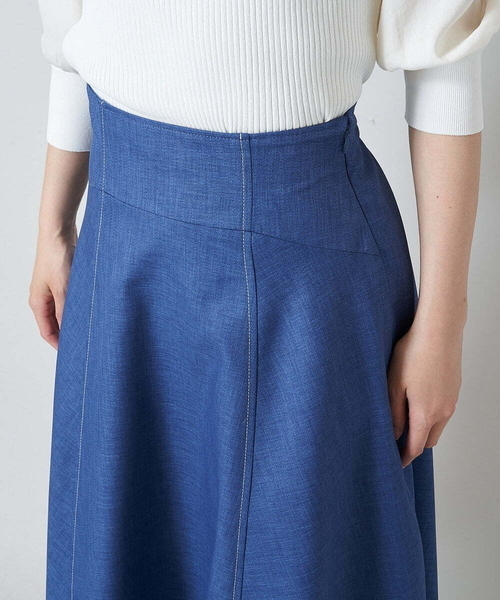 「OFUON」 フレアスカート 38 ベージュ レディース_画像4