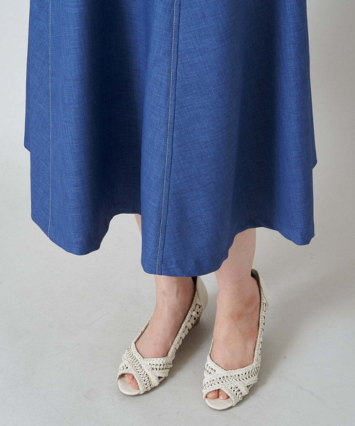 「OFUON」 フレアスカート 38 ベージュ レディース_画像6