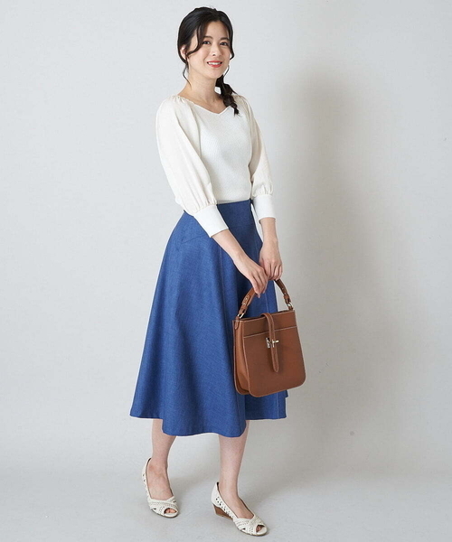 「OFUON」 フレアスカート 38 ベージュ レディース_画像9