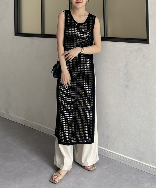 「Thevon」 ニットワンピース FREE ベージュ レディース_画像2