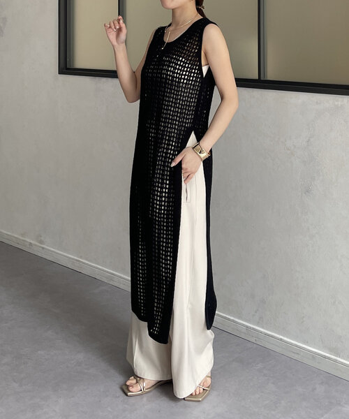 「Thevon」 ニットワンピース FREE ベージュ レディース_画像3